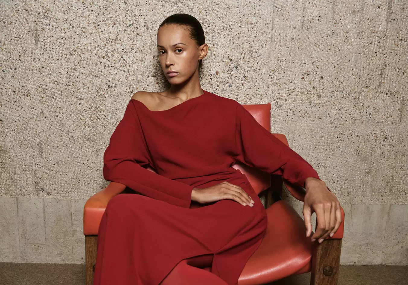 Vestido cuello barco fruncidos