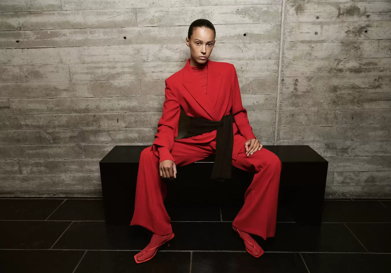 Pantalón traje tiro alto