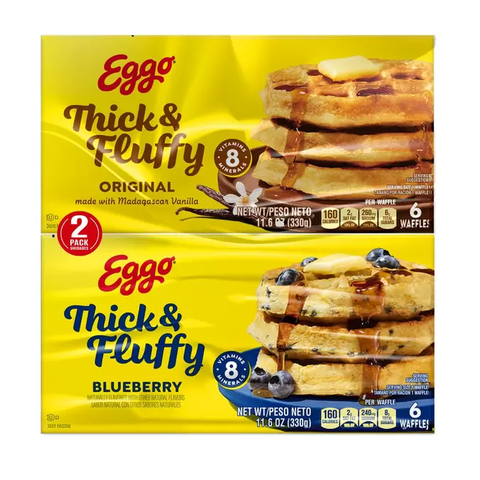 Eggo Thick & Fluffy Waffles Original y Arándano 2 Unidades / 330 g / 11.6 oz