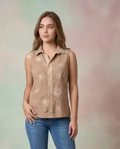 blusa m/s bordada combinada 63st3240