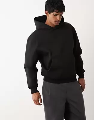 ASOS DESIGN heavyweight relaxed hoodie in scuba-style fabric in black