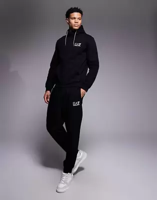 Armani EA7 train visability tracksuit set in black