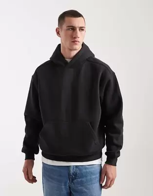 Cotton On box fit hoodie in washed black