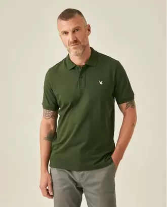 Camisa Polo de Hombre Slim Fit Manga Corta con Pato Bordado de Colores en Mezcla de Algodón