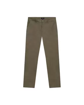 Pantalón de Hombre Chino Tiro Medio con Bolsillos Diagonales en Mezcla de Algodón