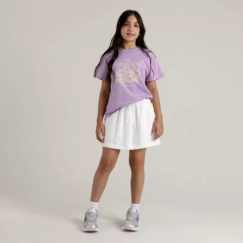 Conjunto para niña de camiseta manga corta + falda short
