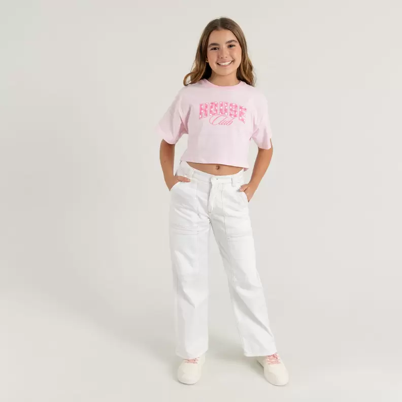 Conjunto para niña de camiseta manga corta + pantalón wide leg