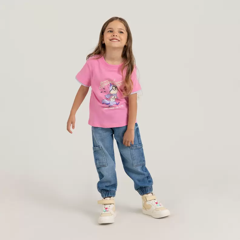 Camiseta manga corta para niña con estampado