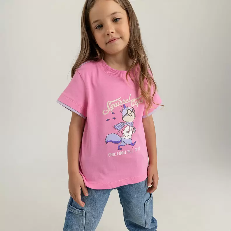 Camiseta manga corta para niña con estampado