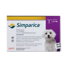 Antiparasitario Externo para perroSimparica 10 Mg (2.5 a 5 kg) Caja 1 Tableta