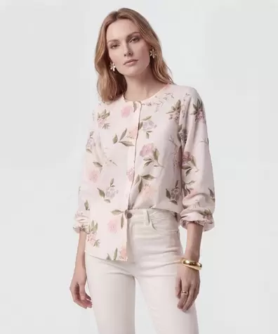 Blusa Cuello Redondo Con Puños Elásticos