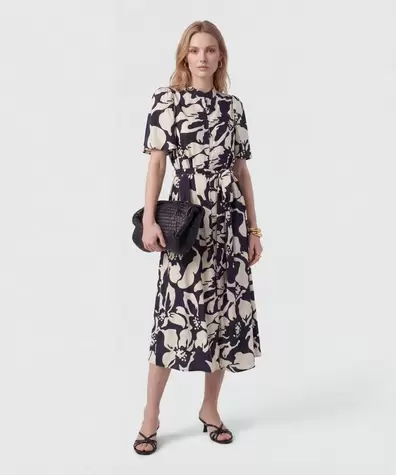 Vestido Midi Camisero Con Cinturón Mujer