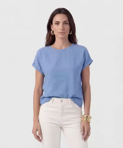 Blusa Minimalista De Manga Corta Para Mujer