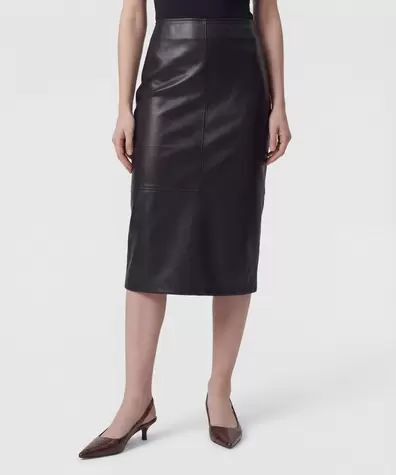 Falda Midi En Efecto Cuero