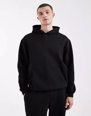 ASOS DESIGN essentials relaxed hoodie in black