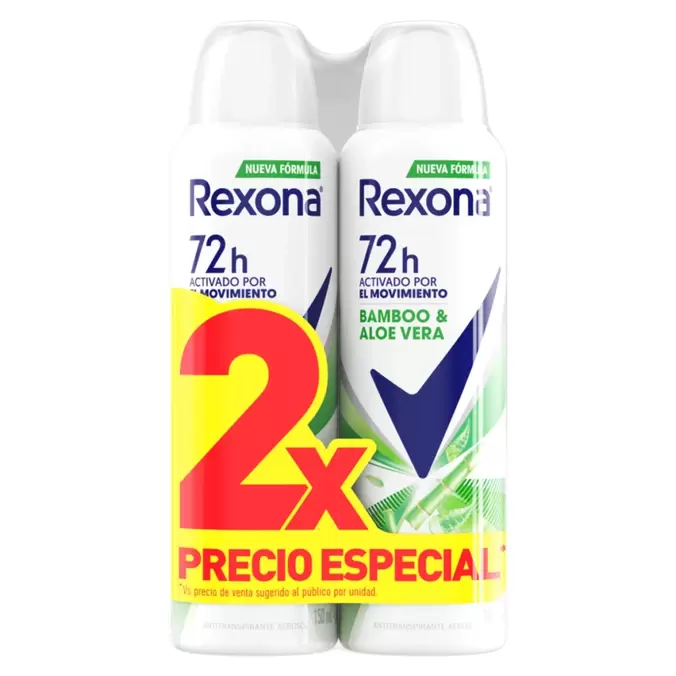 2 Desodorantes Rexona Bamboo en Spray 150 mL c/u Oferta