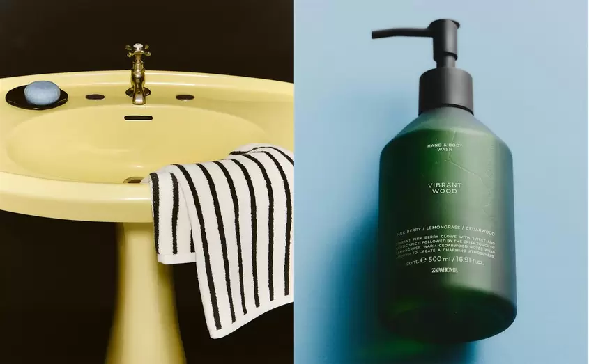 TOALLA DE RAYAS Y JABÓN LÍQUIDO