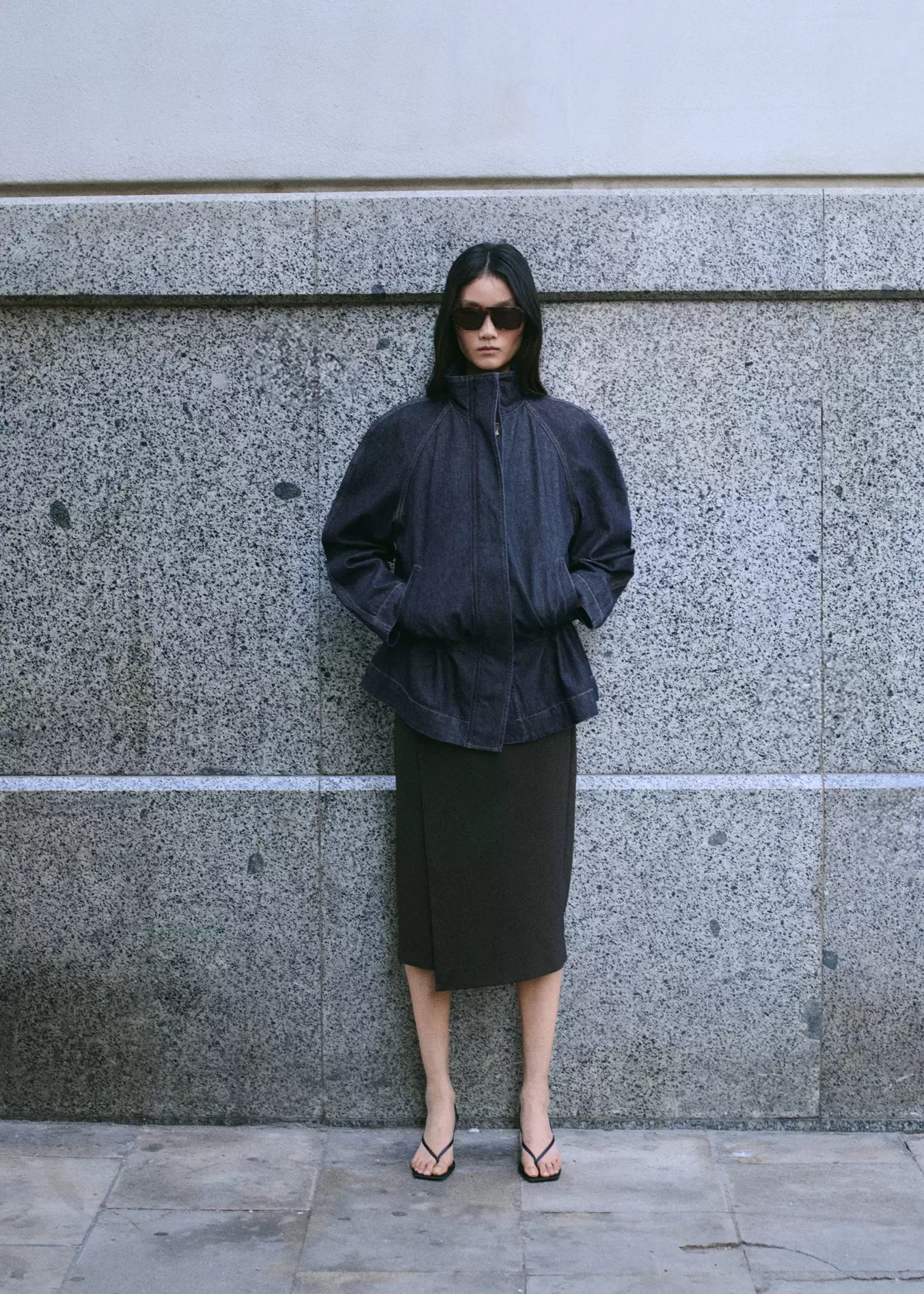 Parka vaquera cintura fruncida