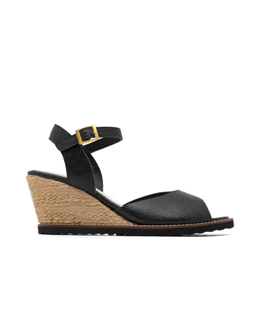 Sandalia cuña bohemia tipo espadrila en cuero REF PKT1474LJ
