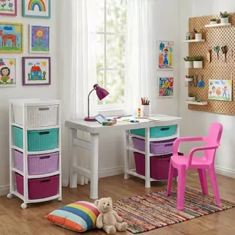 Combo Estudio Infantil, 1 Escritorio, 1 Silla, 1 Cajonero De 4 Gavetas NIÑAS