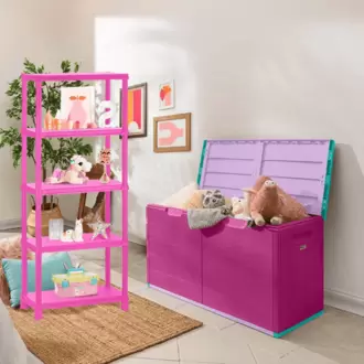 Combo Infantil, 1 Baúl 200 Lt Barú, 1 Estante Infantil de 5 Niveles 12 Pulgadas