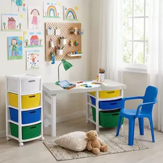 Combo estudio infantil, 1 Escritorio, 1 Silla , 1 Cajonero de 4 gavetas NIÑOS