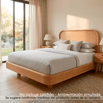 Cama de Madera Vera 140cm | Diseño Orgánico con Esquinas Curvas | Fábricas Unidas