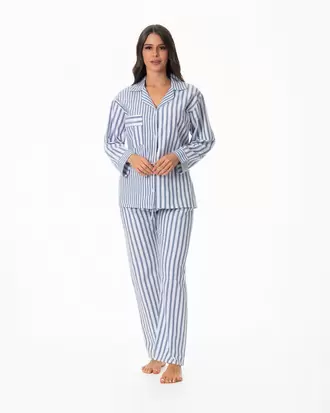 DANIELA FLANNEL COMBINADA RAYA ANCHA AZUL-DELGADA AZUL