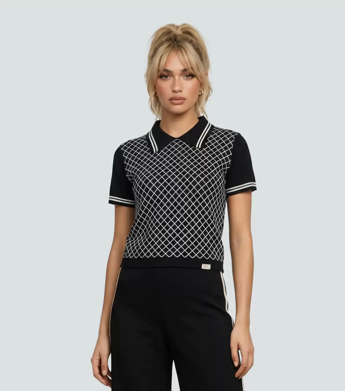 Blusa Tejida Para Mujer Tipo Polo Combinado Derek