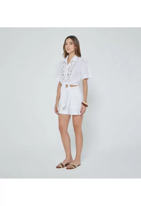 Blusa manga corta con anudado