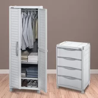 Combo alcoba Barú, 1 Armario ropa, 1 Armario cajonero