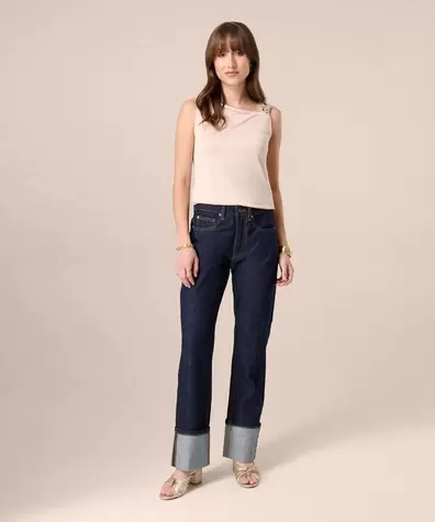 Camiseta Manga Sisa Con Detalle Metálico Mujer