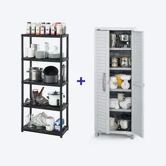 Combo cocina Barú, 1 Armario grande, 1 Estante de 5Niveles 15 pulgadas