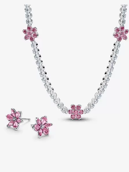 Set Aretes y Collar Flor Herbarium Rosa