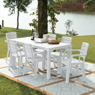 Combo Comedor Familiar Barú, 1 Mesa, 6 Sillas Con Brazos