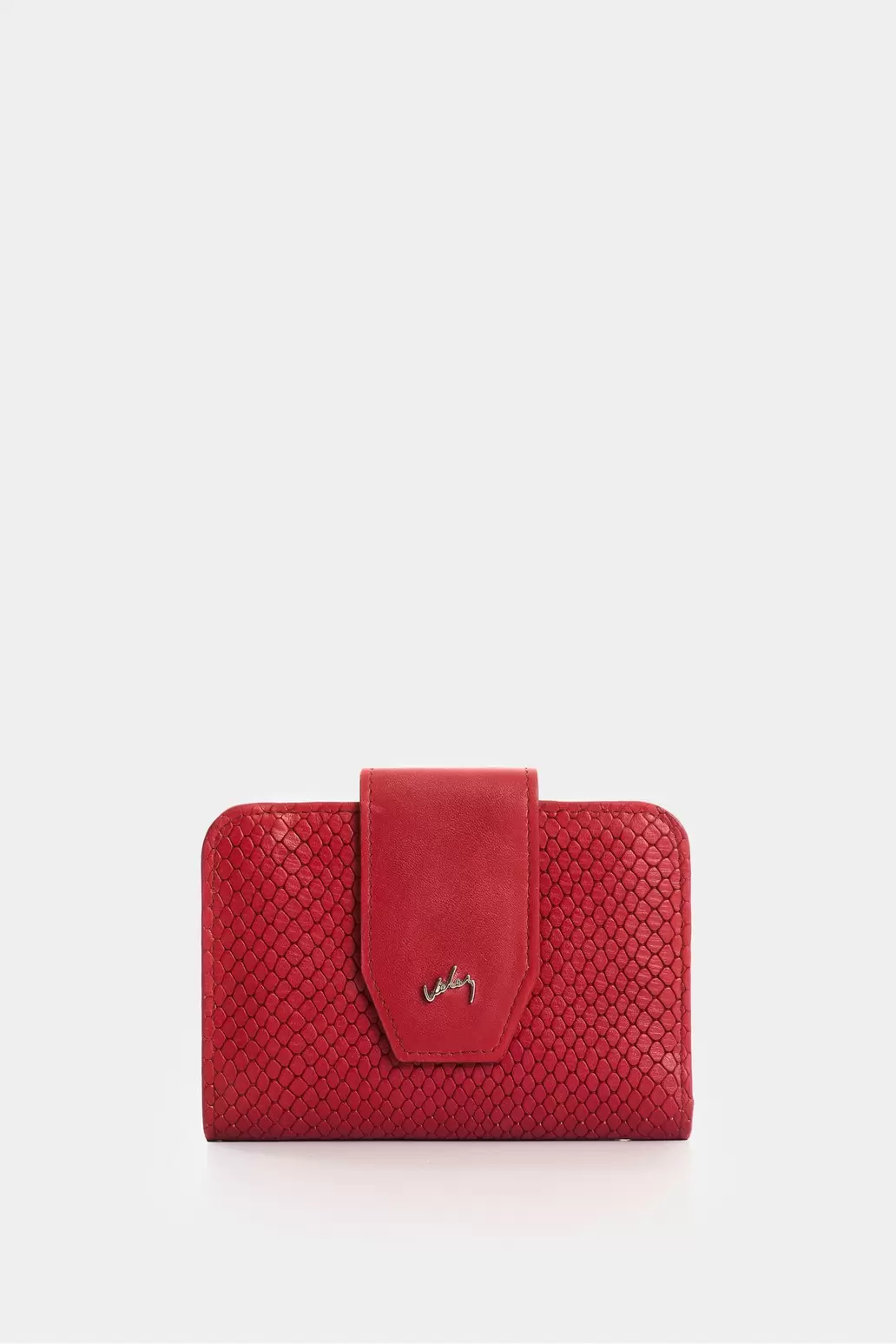 Billetera de cuero grabado para mujer Hiedra Rojo