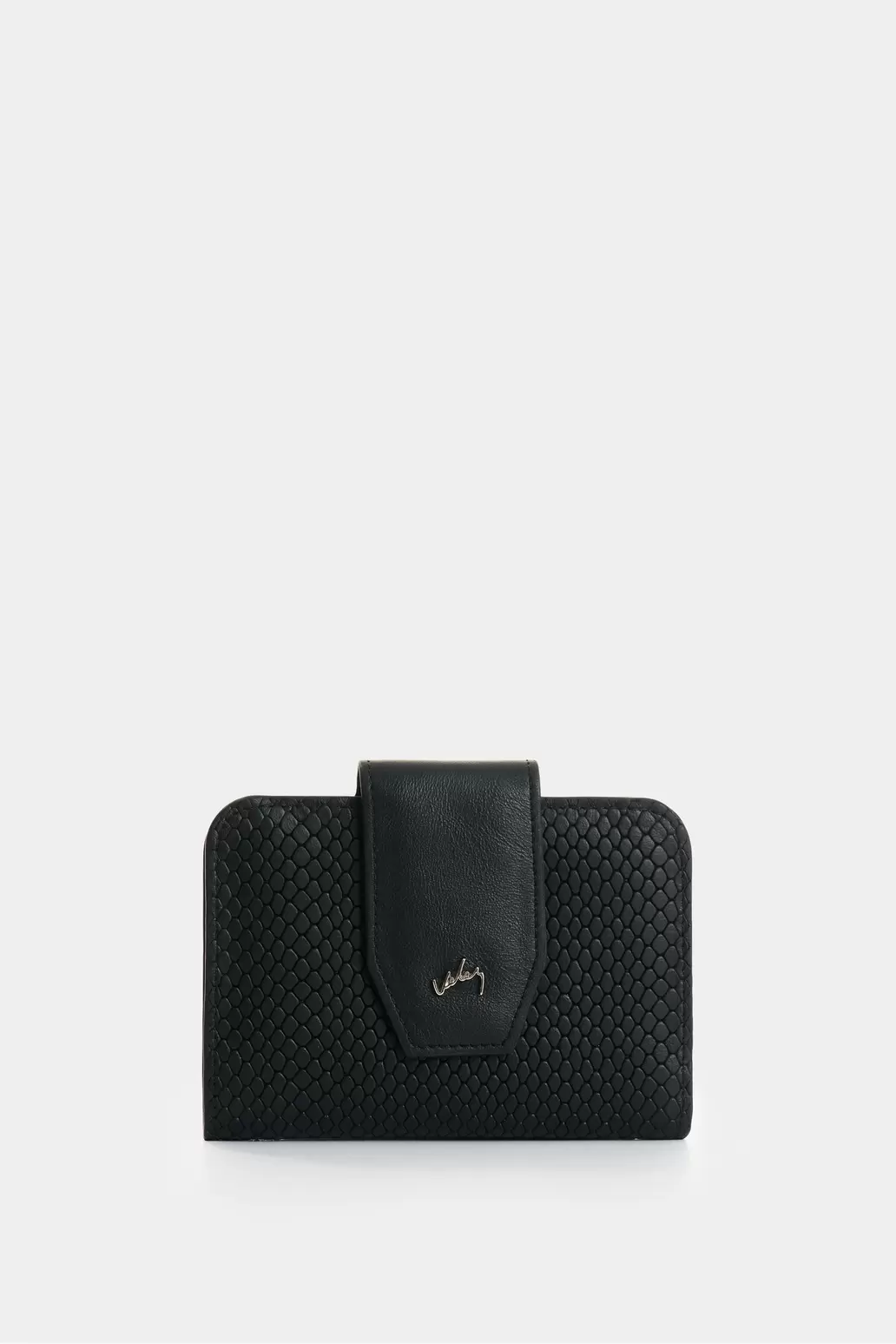 Billetera de cuero grabado para mujer Hiedra Negro