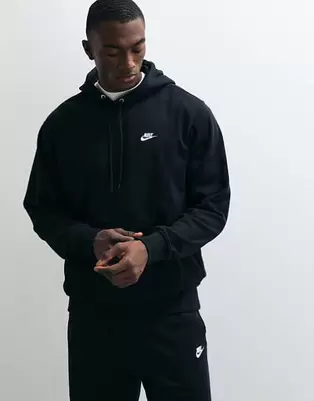 Nike Club French Terry hoodie in black