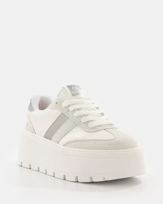 Tenis Plataforma Chunky - 20649 - BEIGE X BLANCO