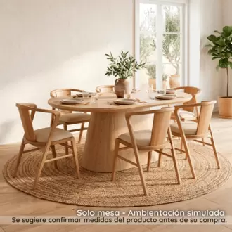 Mesa de Comedor Ovalada Ankara | Madera Natural 6 puestos | Fábricas Unidas
