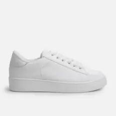 Tenis parel de cuero para mujer - Blanco