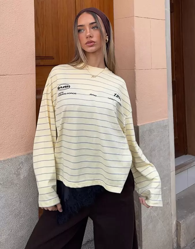 Camiseta manga larga oversize print