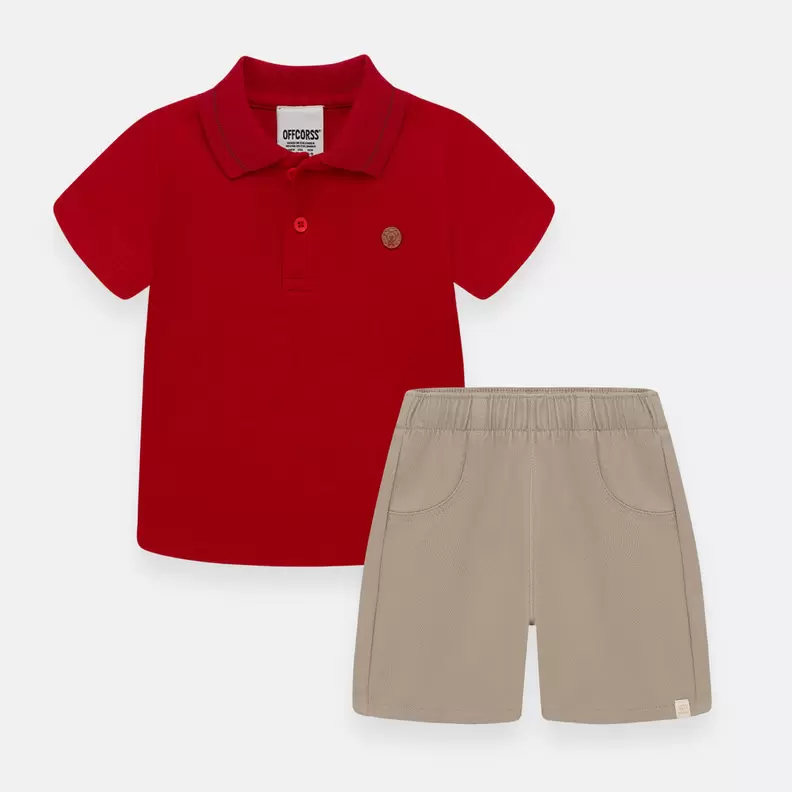 Conjunto para bebé niño de camiseta tipo polo + bermuda