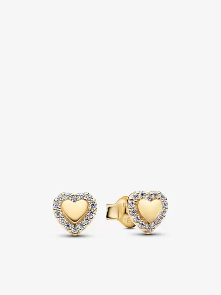 Aretes de botón Corazón con halo