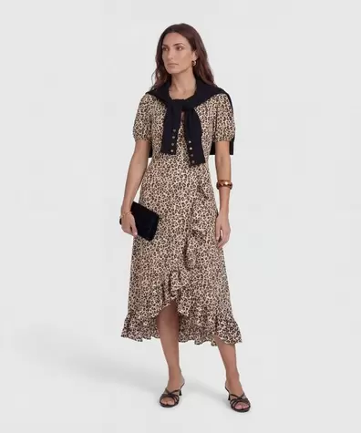 Vestido Mujer Midi con Boleros Frontales