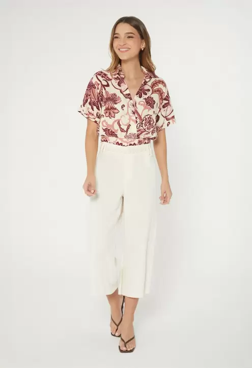 Blusa manga corta cruzada para mujer