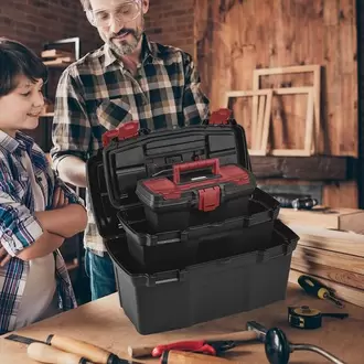 Combo Caja herramientas de 19, 16 y 11 pulgadas apilable con cerradura plástica