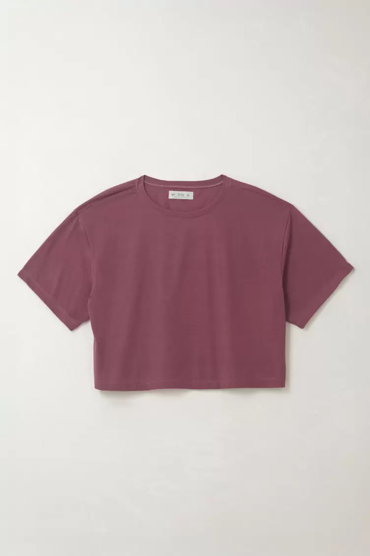 Camiseta amplia manga corta morada para mujer