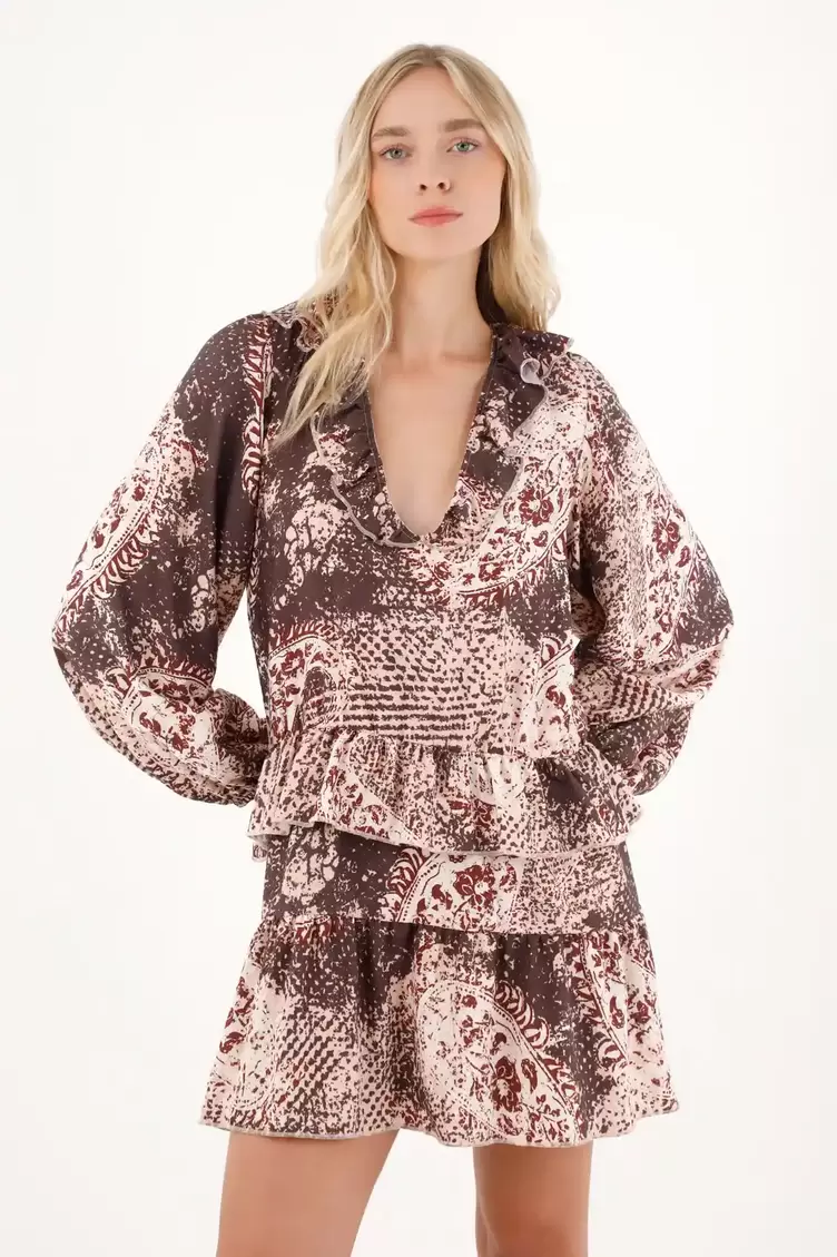 Vestido corto estampado para mujer