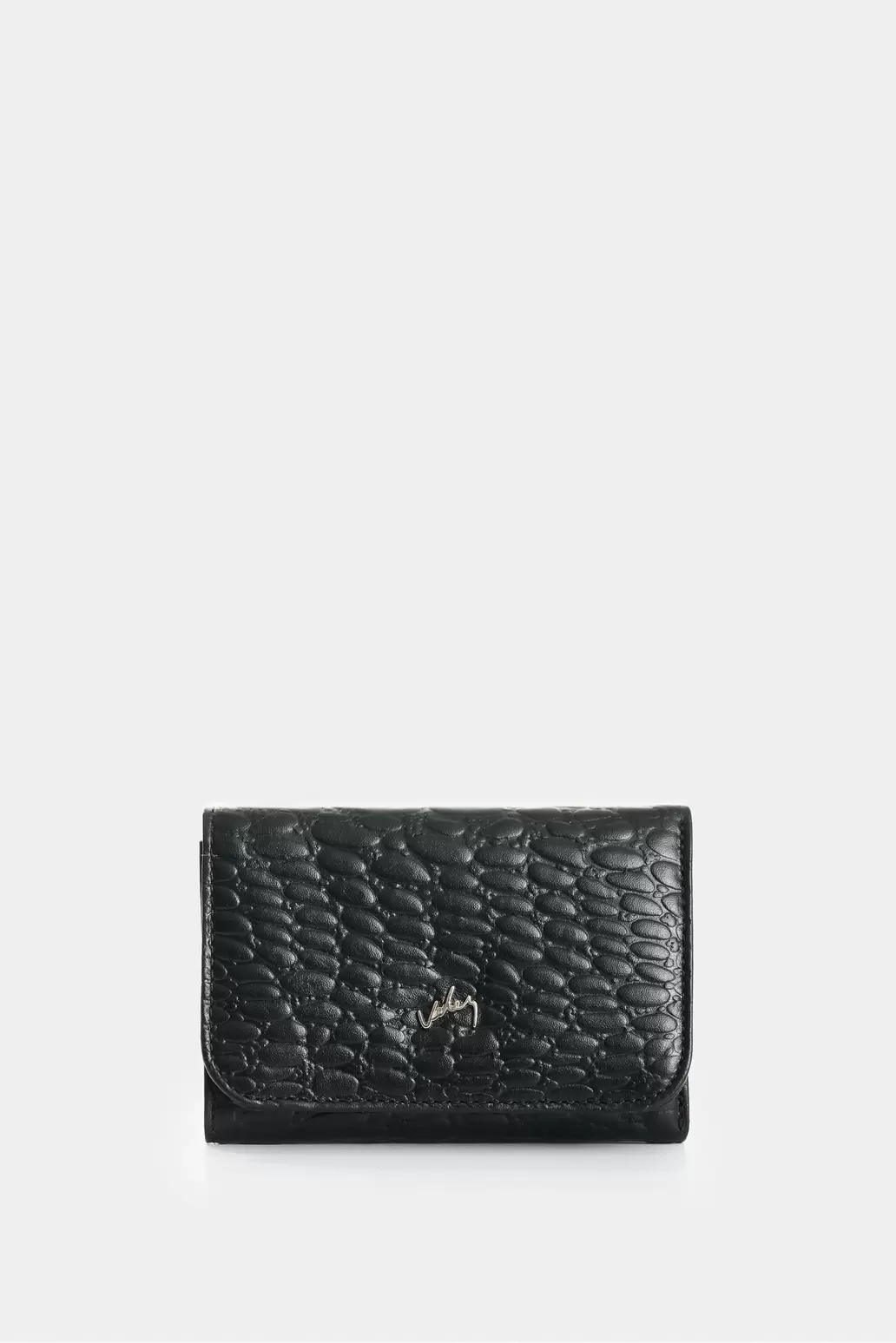 Billetera de cuero grabado para mujer Verona Negro
